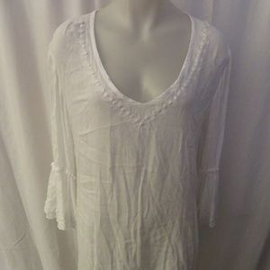 ST. BARTHS WHITE 3/4 SLEEVE BOHEMIAN TUNIC SZ S/M
